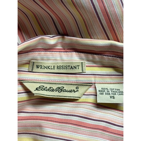 Vintage Y2K Eddie Bauer Wrinkle Resistant Button Front Top XS Cotton Striped - Picture 3 of 4